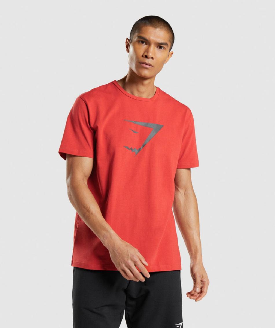 T Shirts Męskie Gymshark Sharkhead Infill Czerwone | PL 3928GSO